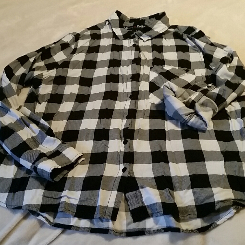 Polly & Esther plaid button down - Picture 1 of 6